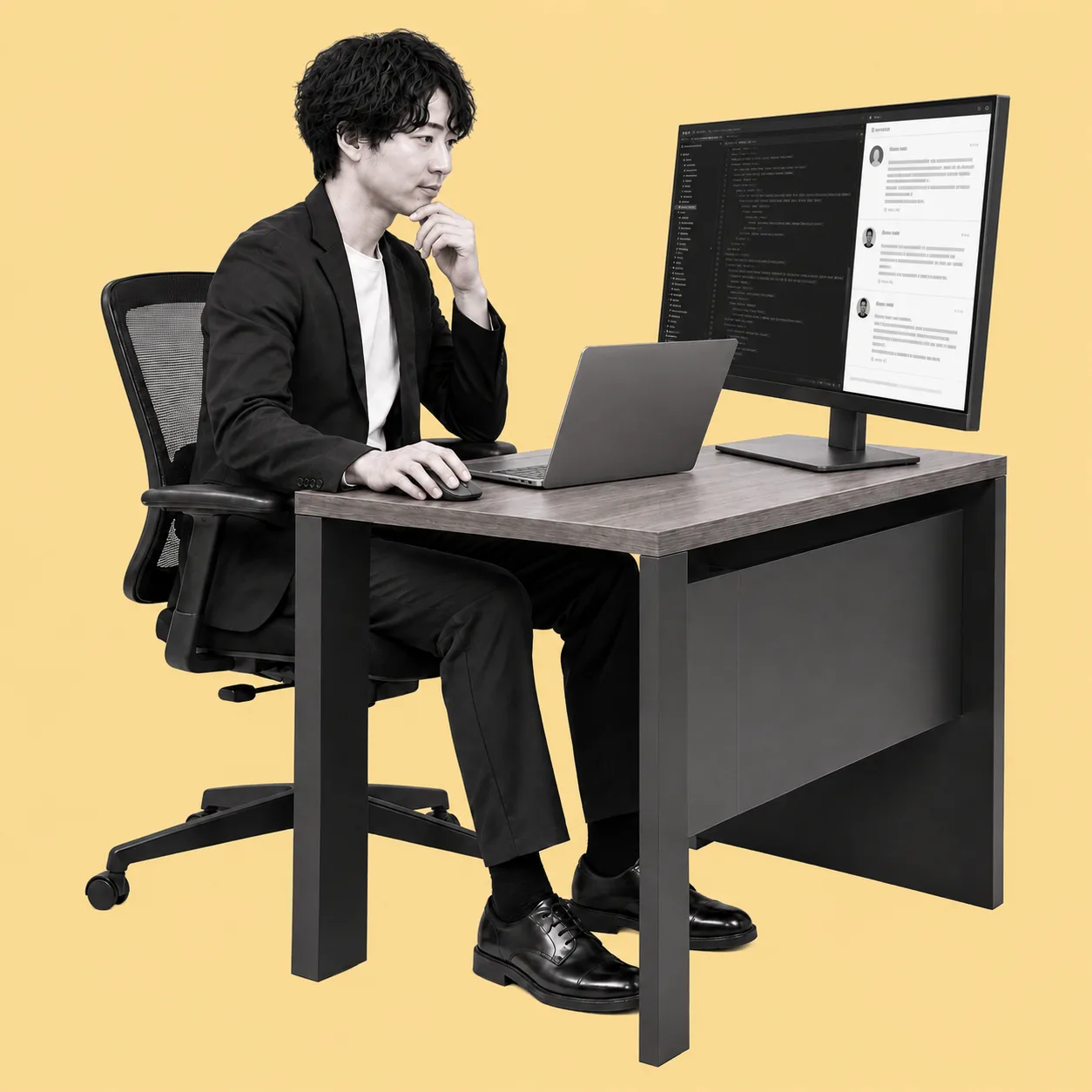 コードに届いたオンラインレビューのコメントを確認する参加者のイメージ